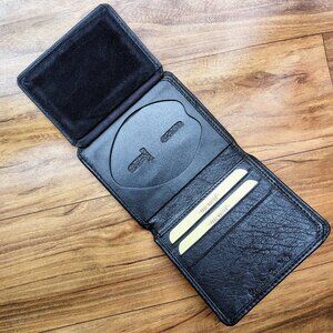 Leather Bifold Badge Wallet for Police & Law Enforcement, ID Badge Holder